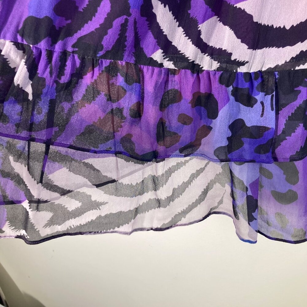 Womens Anthropologie Maude Vivante Animal Print‎ Layered Skirt Purple M NWOT - Picture 9 of 12